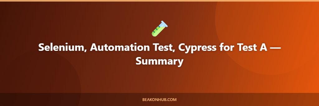 Selenium, Automation Test, Cypress for Test A illustration